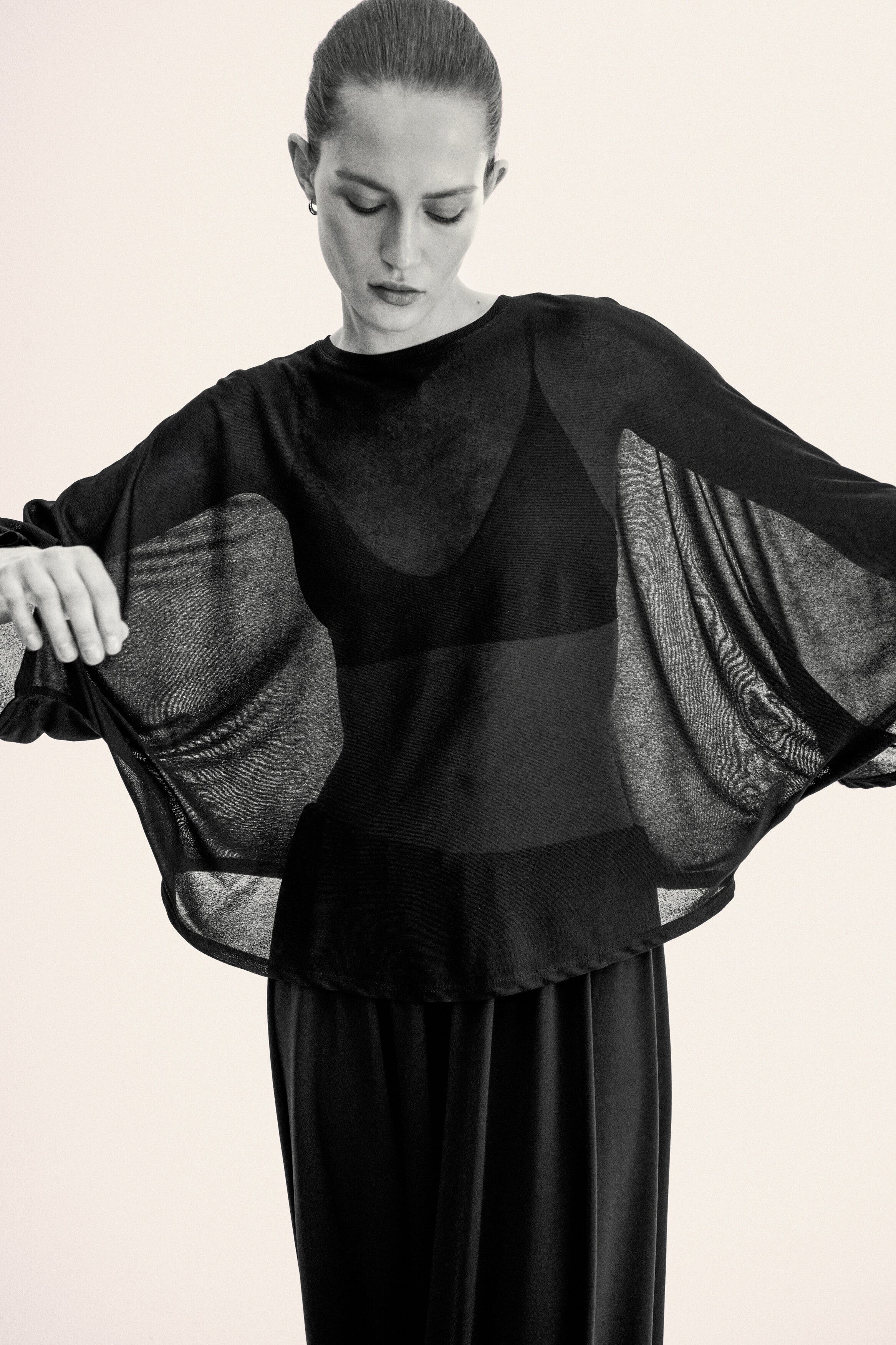 Batwing-sleeved Jersey Top - image 2