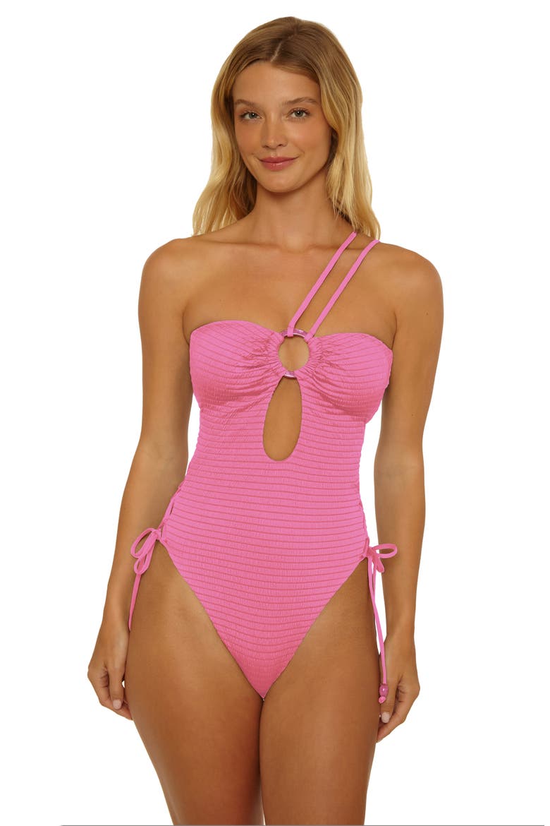 Maza Ring Halter One-Piece Swimsuit, Alternate, color, ROSY