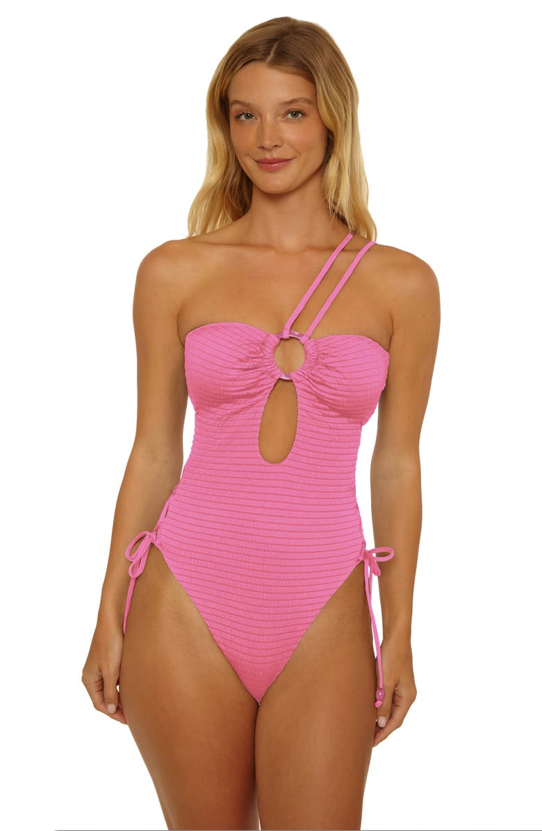 Isabella Rose Maza Ring Halter One-Piece Swimsuit, Alternate, color, Rosy