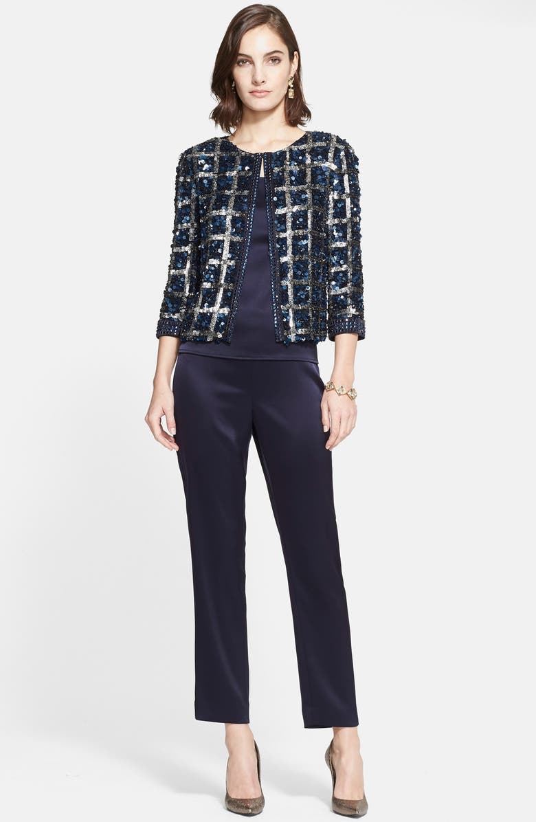 St. John Collection Hand Beaded Plaid Jacket, Alternate, color, 