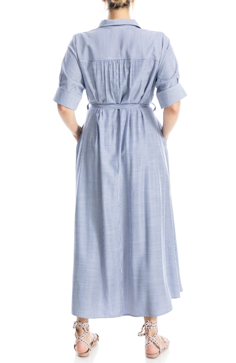 MAX STUDIO Stripe Short Sleeve Maxi Shirtdress, Alternate, color, Indigo/ Off White