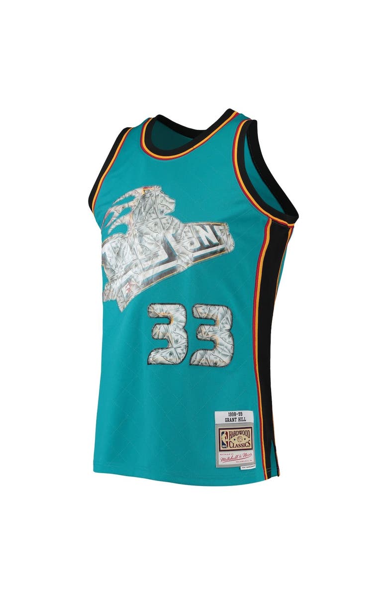 Mitchell & Ness Men's Mitchell & Ness Grant Hill Teal Detroit Pistons 1998/99 Hardwood Classics NBA 75th Anniversary Diamond Swingman Jersey, Alternate, color, 