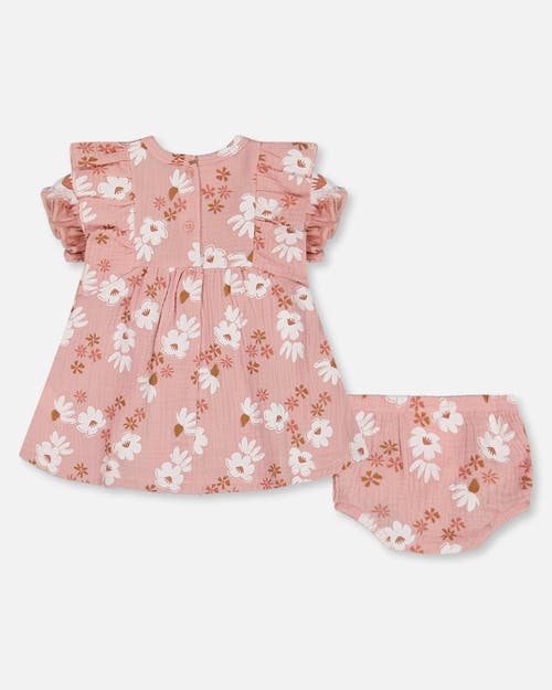 Deux Par Deux Baby Girl's Printed Muslin Dress And Bloomer Set Pink And White Flowers In Pink And White Flowers