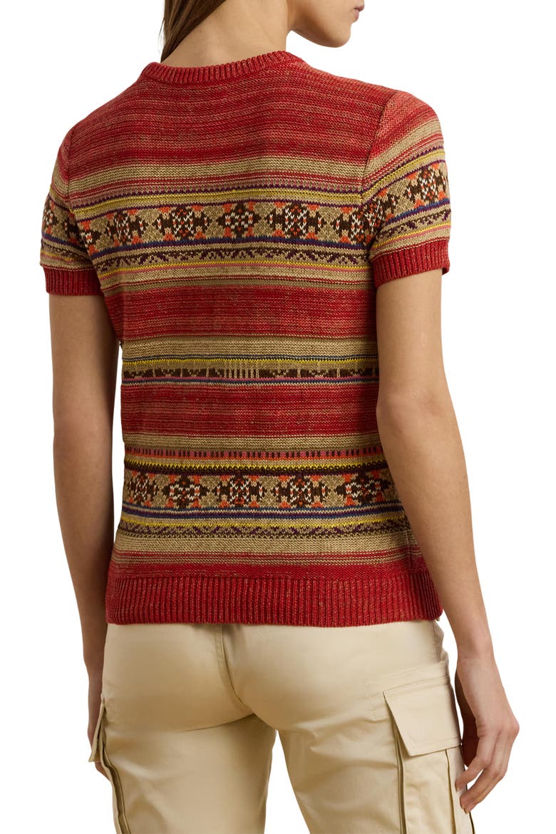 Geo Stripe Short Sleeve Sweater, Alternate, color, RED MULTI