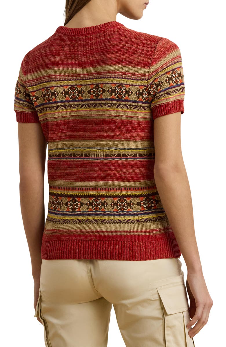 Lauren Ralph Lauren Geo Stripe Short Sleeve Sweater, Alternate, color, 