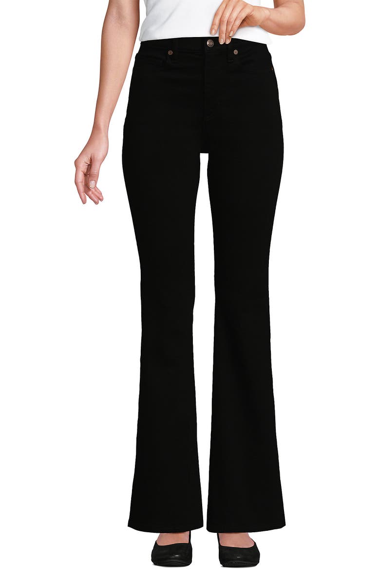 Lands' End Denim High Rise Skinny Flare Jeans, Alternate, color, Black