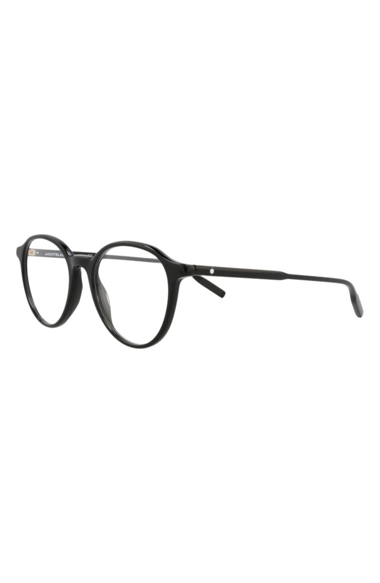 Montblanc 52mm Round Optical Glasses, Alternate, color, Black Transparent