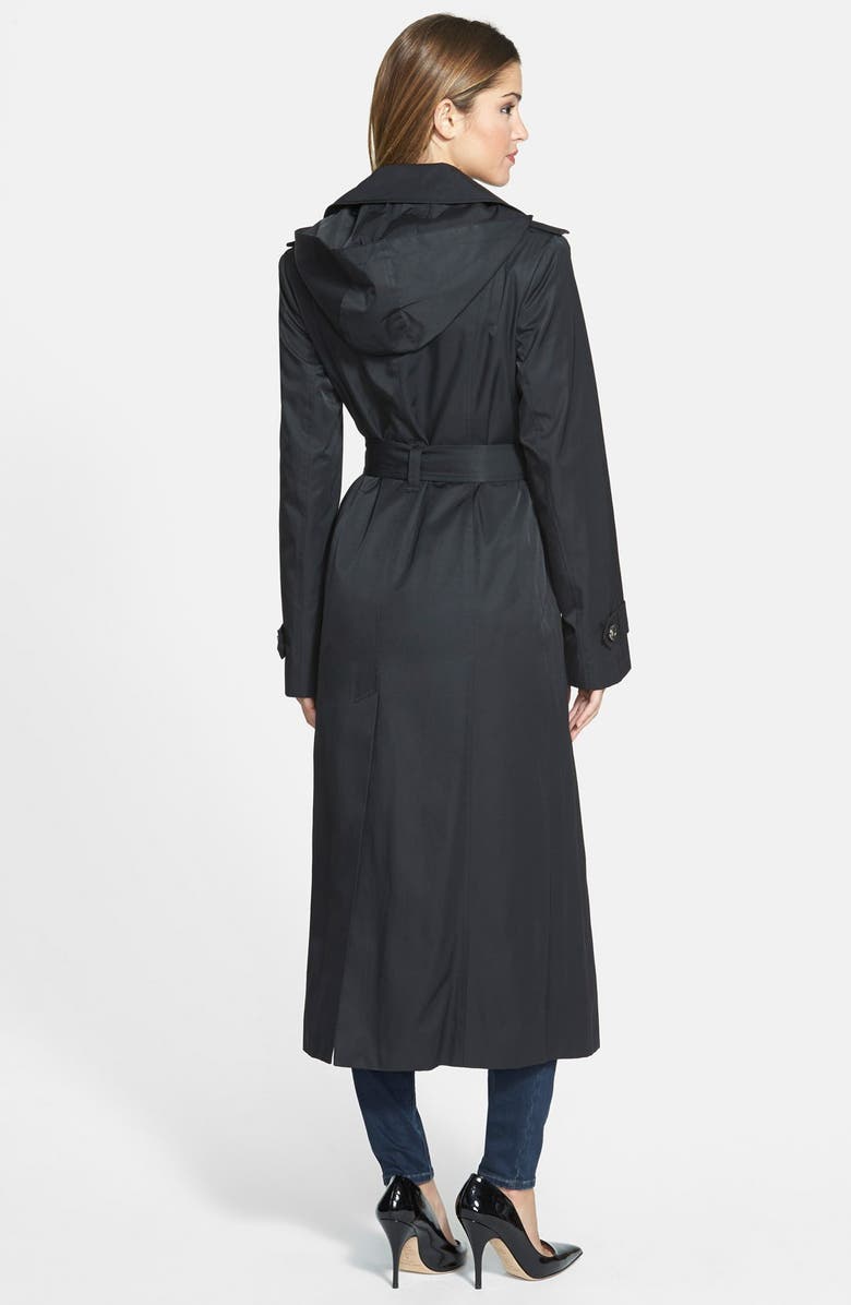 London Fog Hooded Long Single Breasted Trench Coat, Alternate, color, 