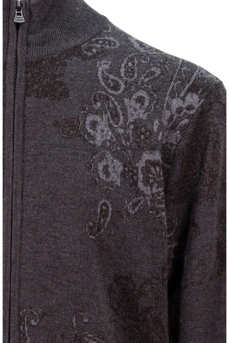 Frederick Merino Wool Silk Cashmere Full-Zip Cardigan Sweater, Alternate, color, Charcoal