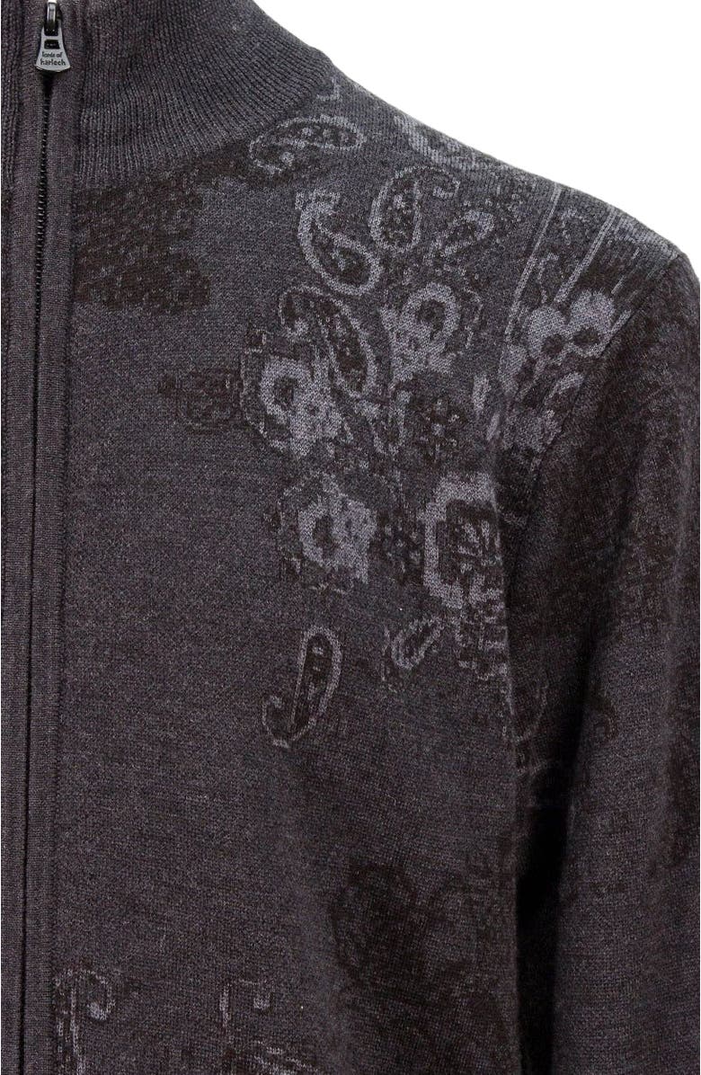 Lords of Harlech Frederick Merino Wool Silk Cashmere Full-Zip Cardigan Sweater, Alternate, color, Charcoal
