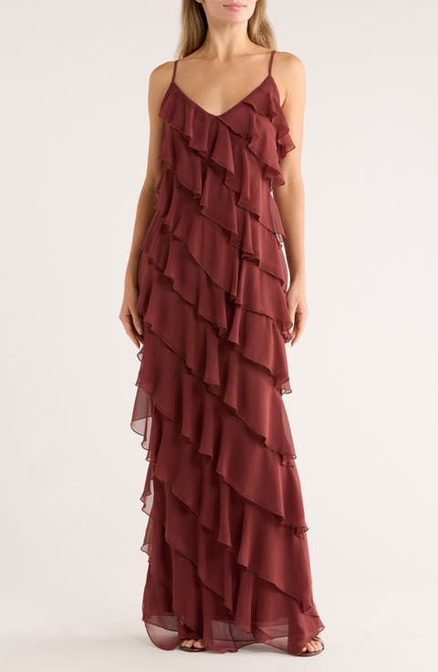 Riza Ruffle Chiffon Maxi Dress