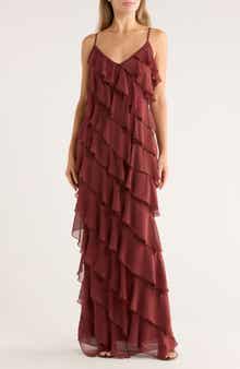 AREA STARS Riza Ruffle Chiffon Maxi Dress