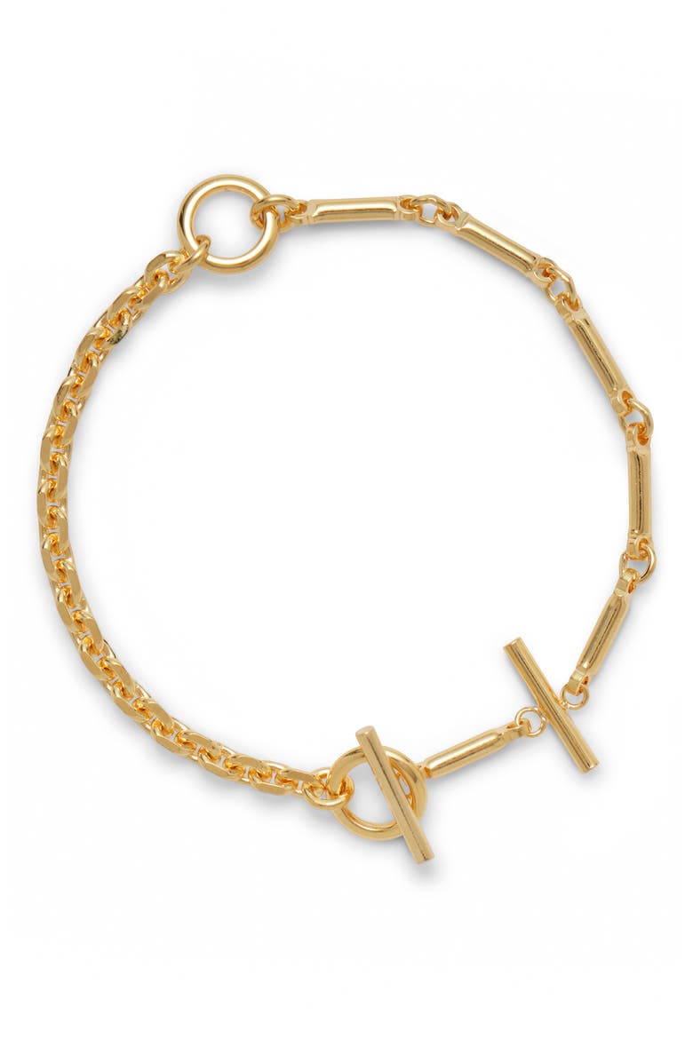 Triplet Toggle Anklet, Main, color, GOLD