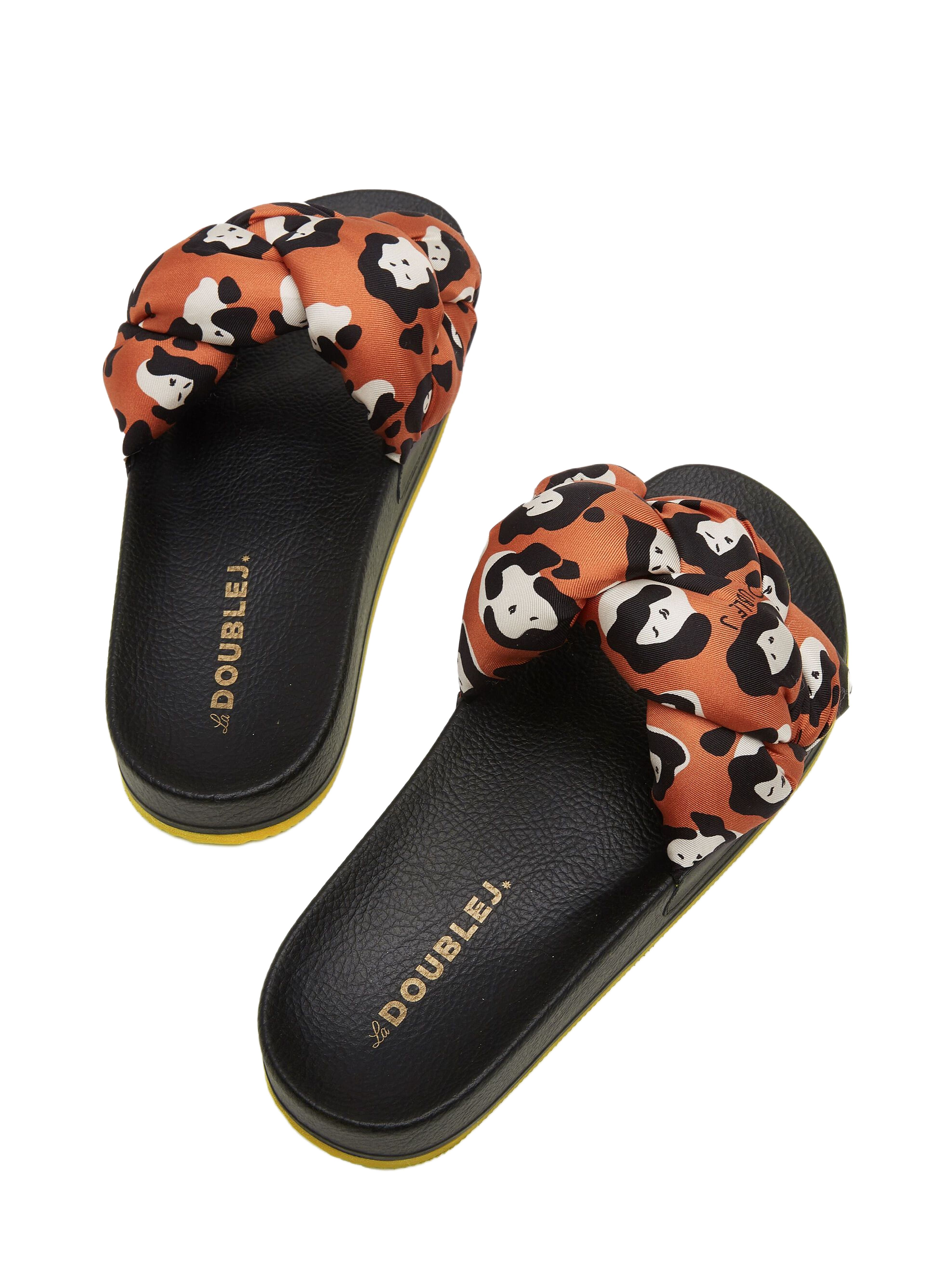 La DoubleJ Treccia Slides Lady Leopard Orange, Alternate, color, 