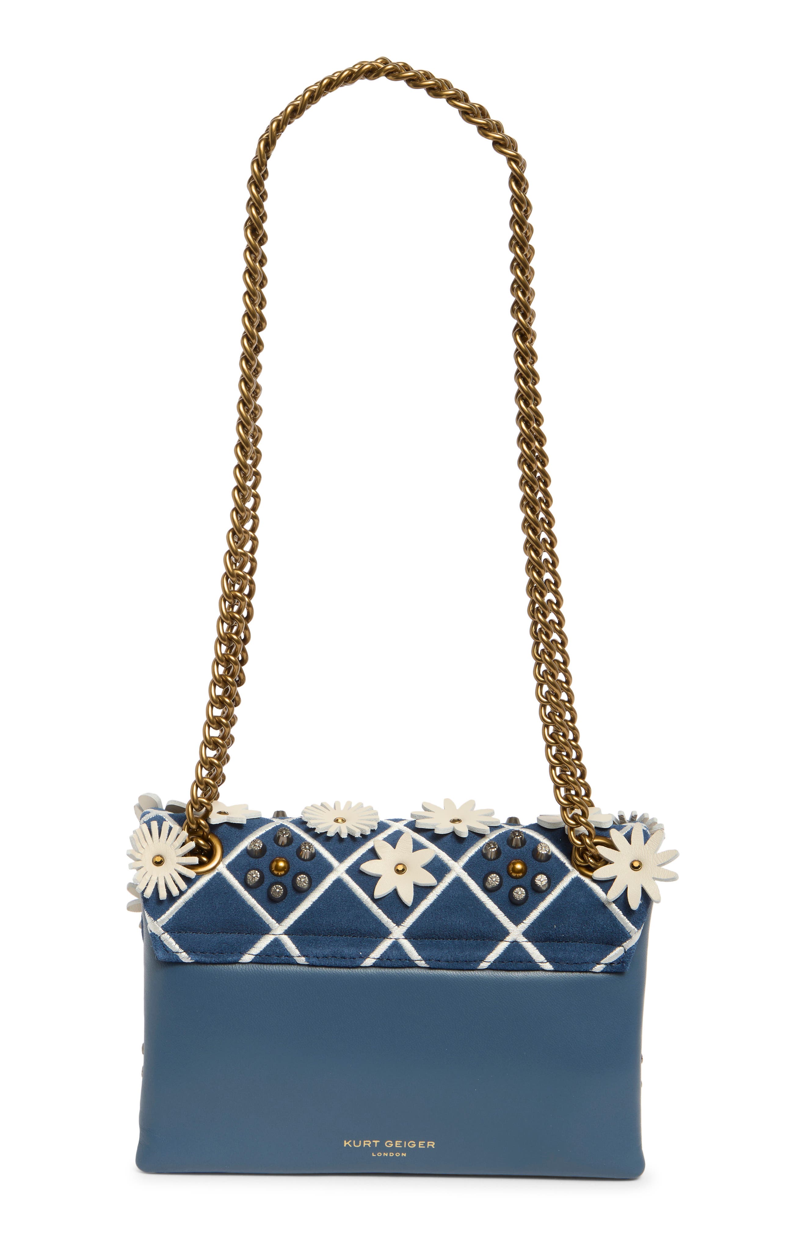 Kurt Geiger London Mini Kensington Floral Appliquéé Leather Convertible Crossbody Bag, Alternate, color, 