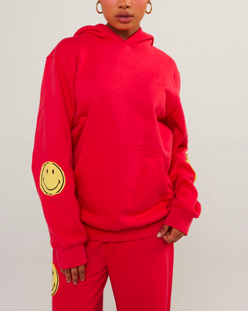 Samii Ryan Smiley Oversized Hoodie In Red