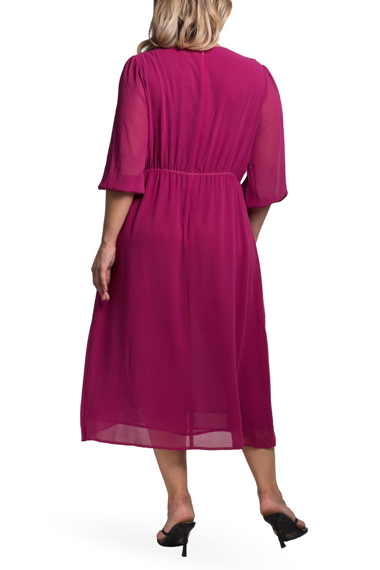 Kenna Tie Front Chiffon Midi Dress, Alternate, color, FUCHSIA