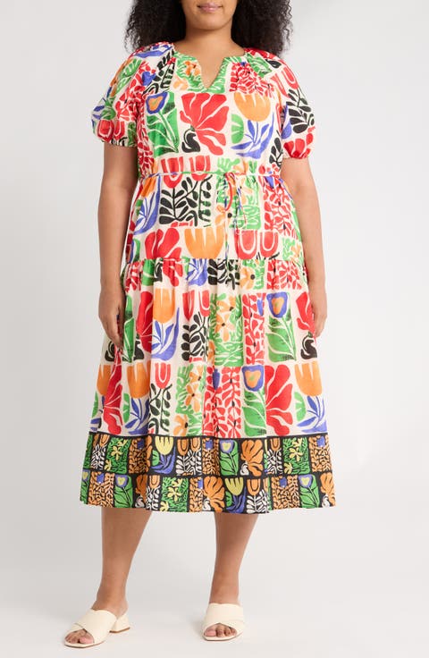 Puff Sleeve Maxi Dress (Plus)