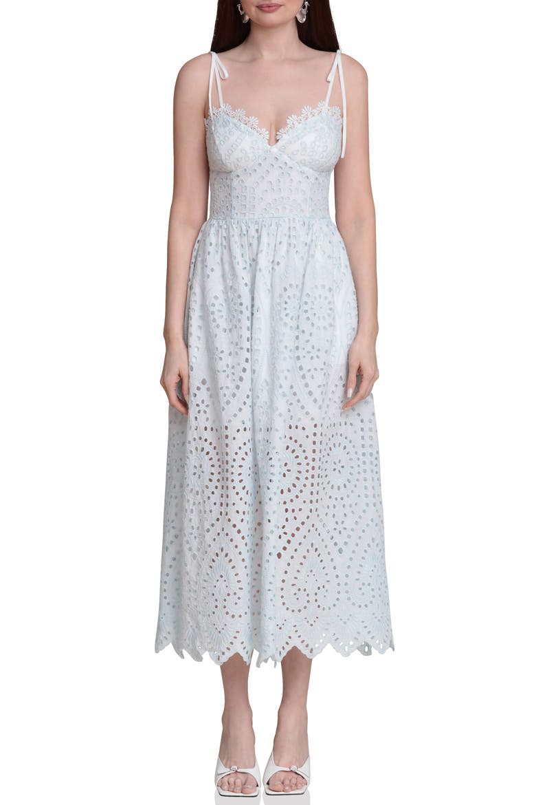 Broderie Anglaise Cotton Midi Dress, Main, color, WHITE