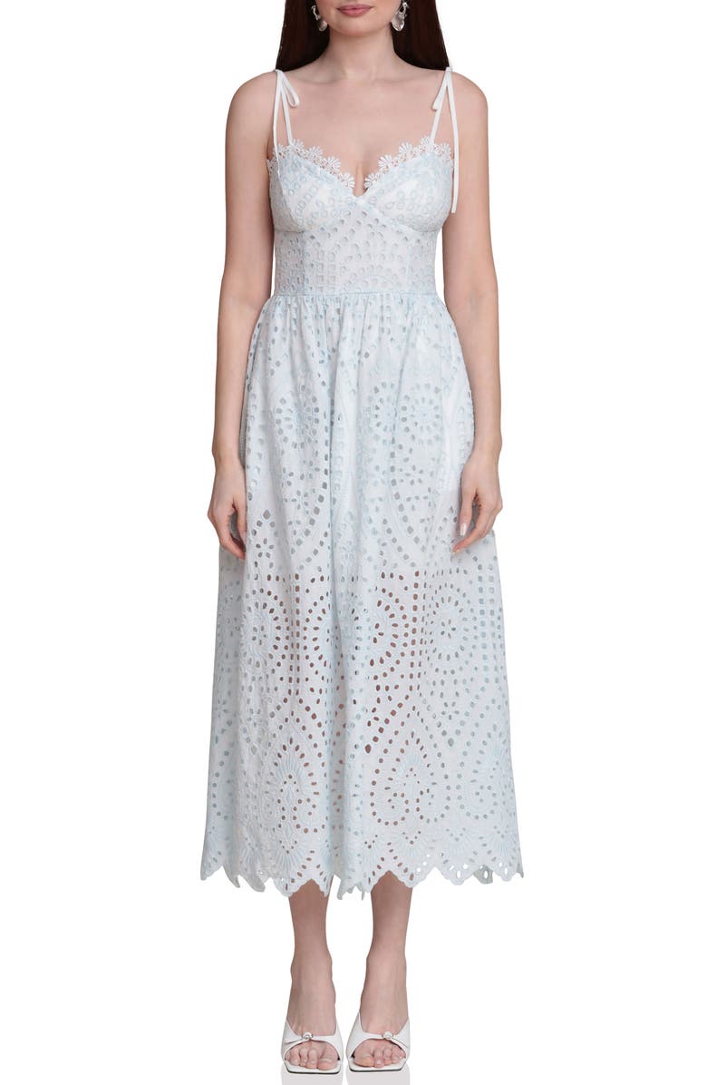 Avec Les Filles Broderie Anglaise Cotton Midi Dress, Main, color, White