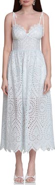 Avec Les Filles Broderie Anglaise Cotton Midi Dress