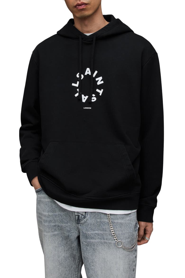 Tierra Pullover Graphic Hoodie, Main, color, JET BLACK