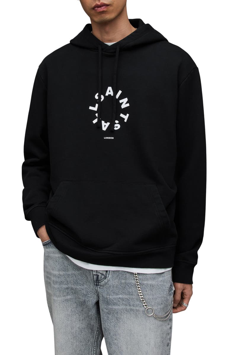 AllSaints Tierra Pullover Graphic Hoodie, Main, color,