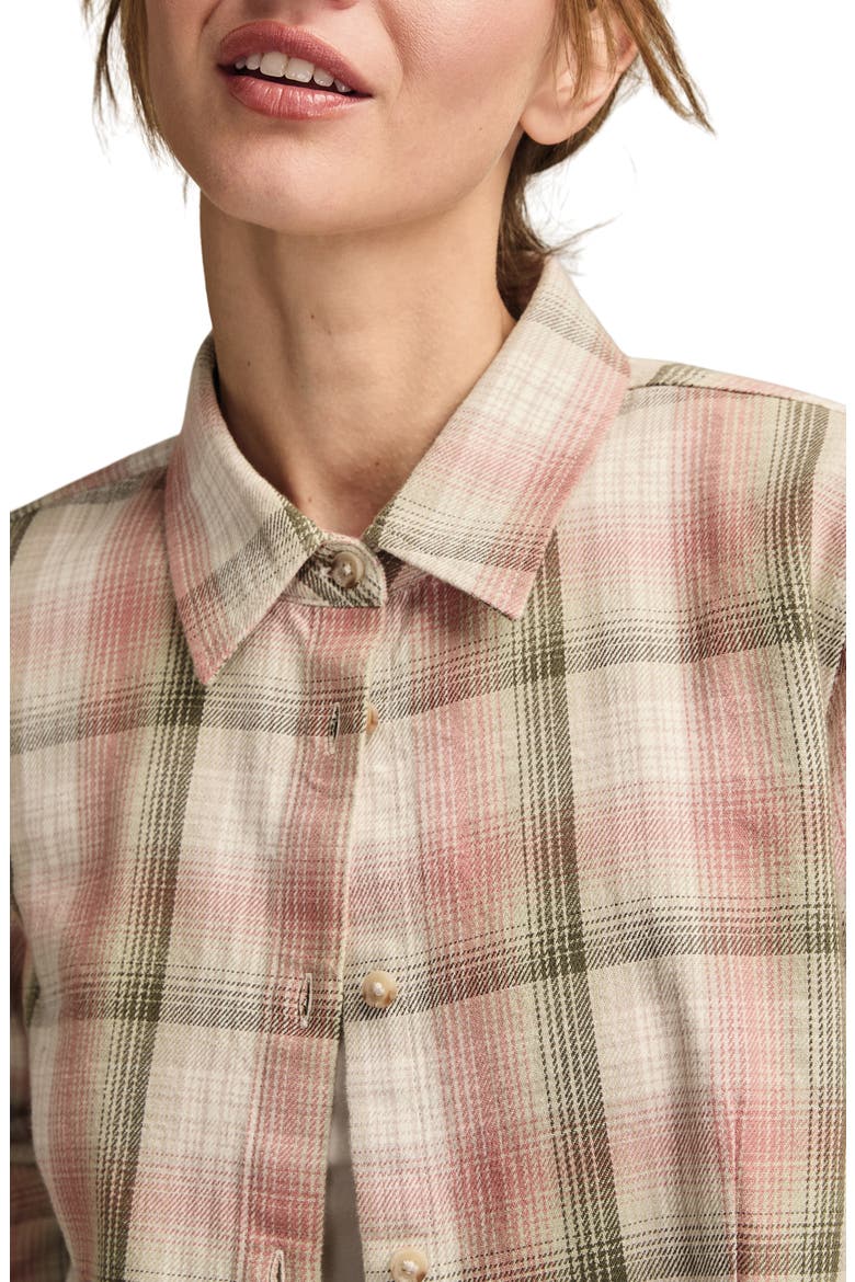Plaid Button-Up Cotton Shirt, Alternate, color, PINK PLAID