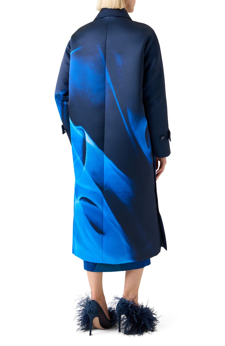 Akris Elliot Cyanotype Duchesse Satin Trench Coat, Alternate, color, Navy-Royal