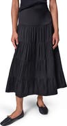 Donna Karan New York Satin Tiered Midi Skirt