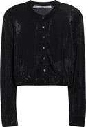 Alexander Wang Crystal Hotfix Crop Cardigan