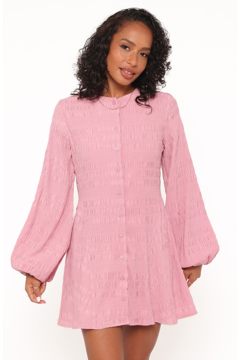 Amaya Smock Detail Long Sleeve Minidress, Alternate, color, PINK