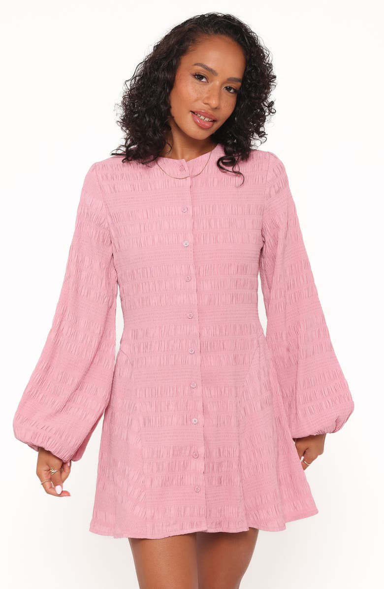 Petal & Pup Amaya Smock Detail Long Sleeve Minidress, Alternate, color, Pink