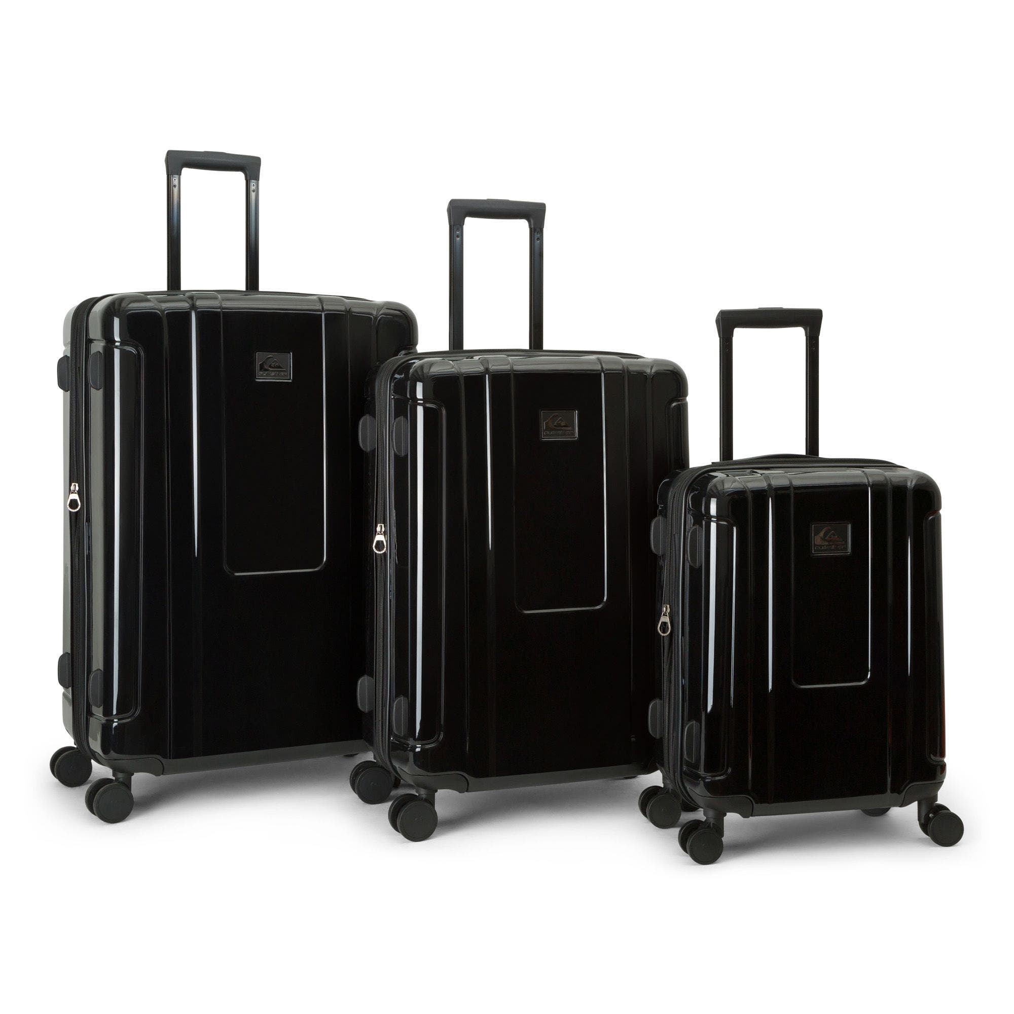 Quiksilver Malibu Suitcases PC Hardside Expandable Luggage with Spinner Wheels, 3-Piece Set, Main, color, Black