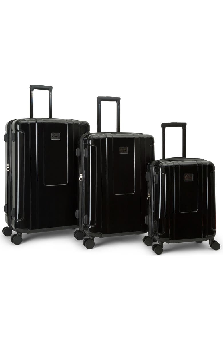 Quiksilver Malibu Suitcases PC Hardside Expandable Luggage with Spinner Wheels, 3-Piece Set, Main, color, Black