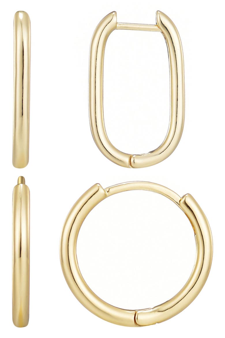 Set of 2 Hoop Earrings, Alternate, color, GOLD