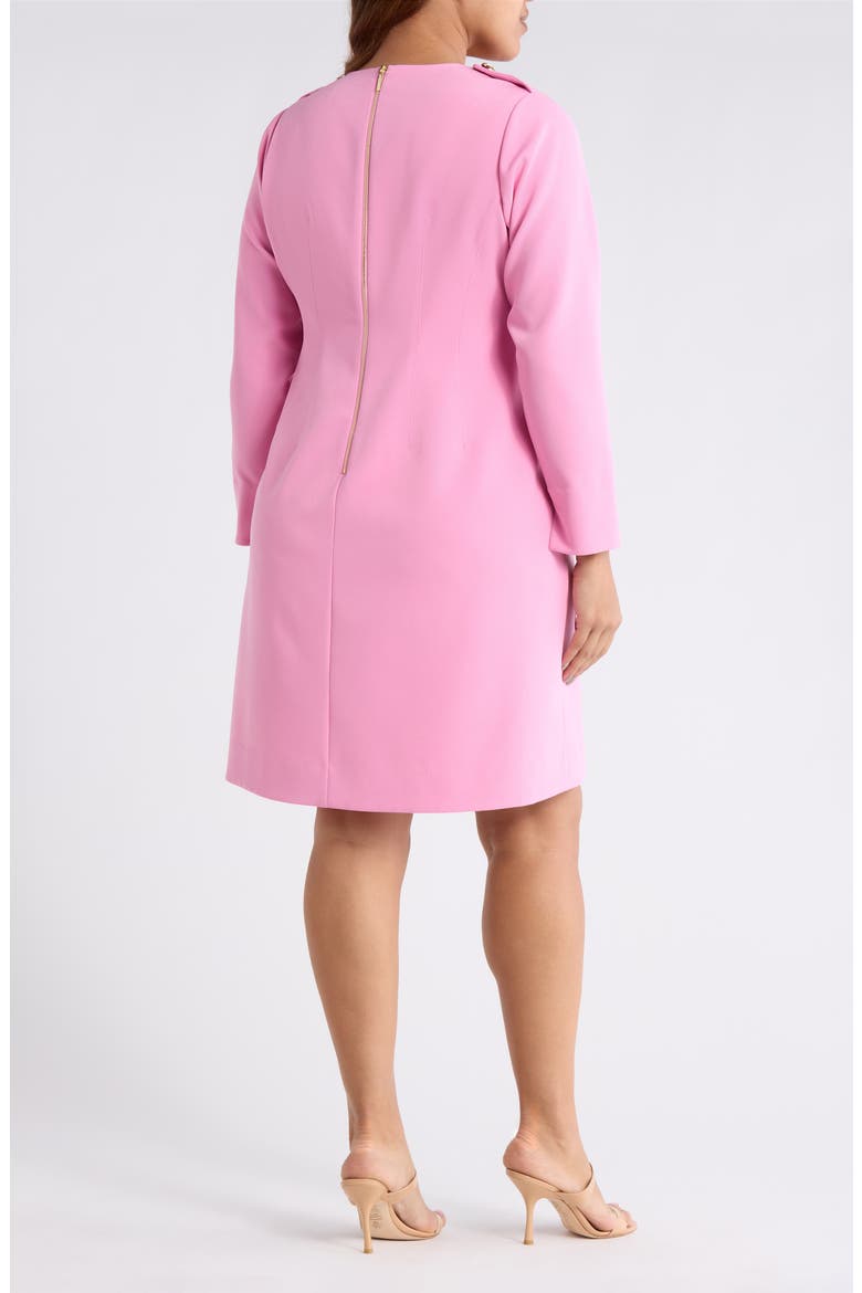 Long Sleeve Crepe Sheath Dress, Alternate, color, FLAMINGO