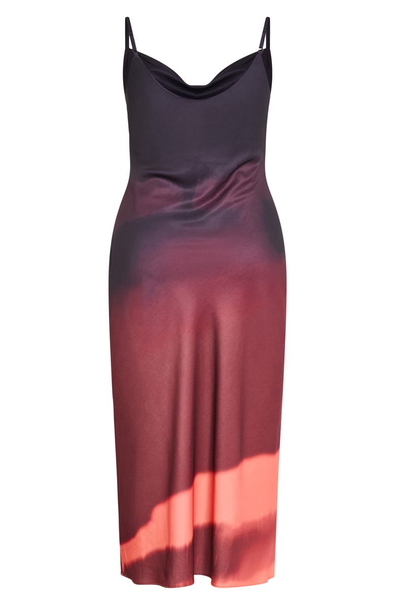 City Chic Ombré Cowl Neck Slipdress, Alternate, color, Spicy