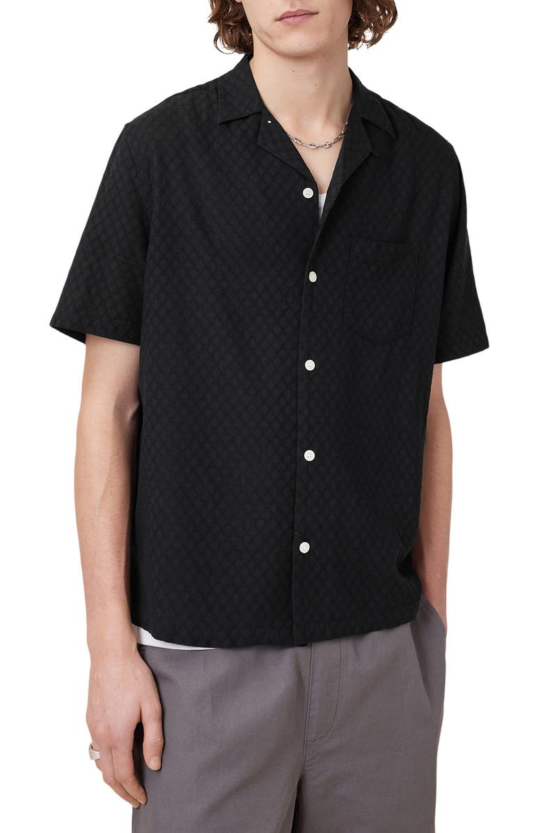 AllSaints Kylo Camp Shirt, Main, color, Black