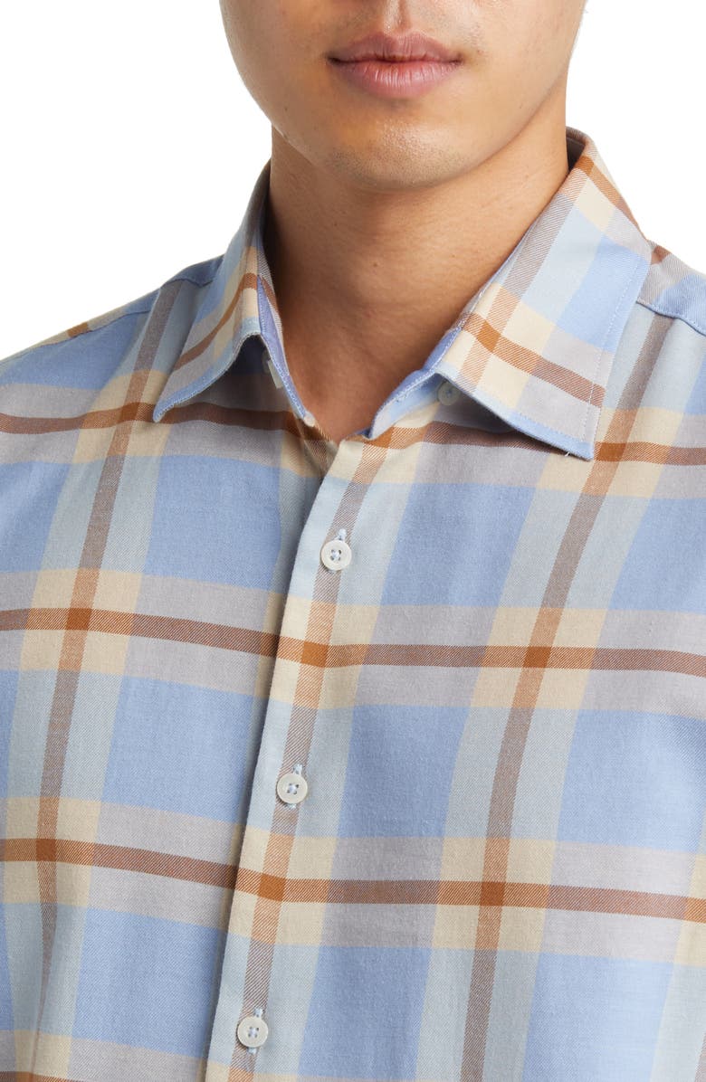 Stone Rose Tartan Plaid Dry Touch<sup>®</sup> Performance Button-Up Shirt, Alternate, color, Light Blue