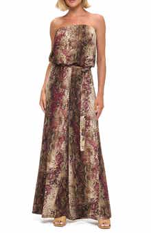 O.L. Snake Print Strapless Wide Leg Jumpsuit
