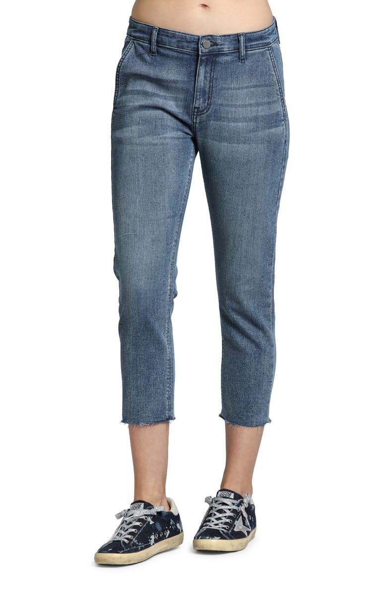 APNY Raw Hem Mid Rise Crop Trouser Jeans, Main, color, Indigo