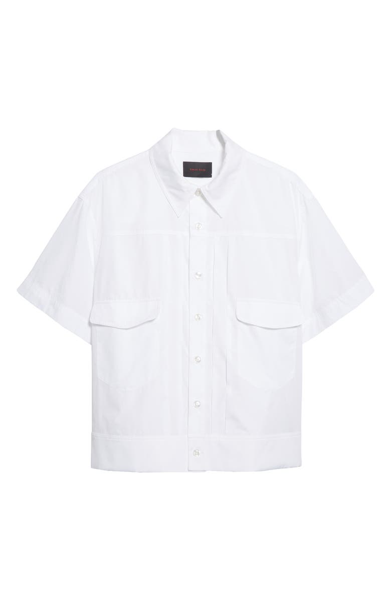 Simone Rocha Pleated Short Sleeve Button-Up Shirt, Alternate, color,