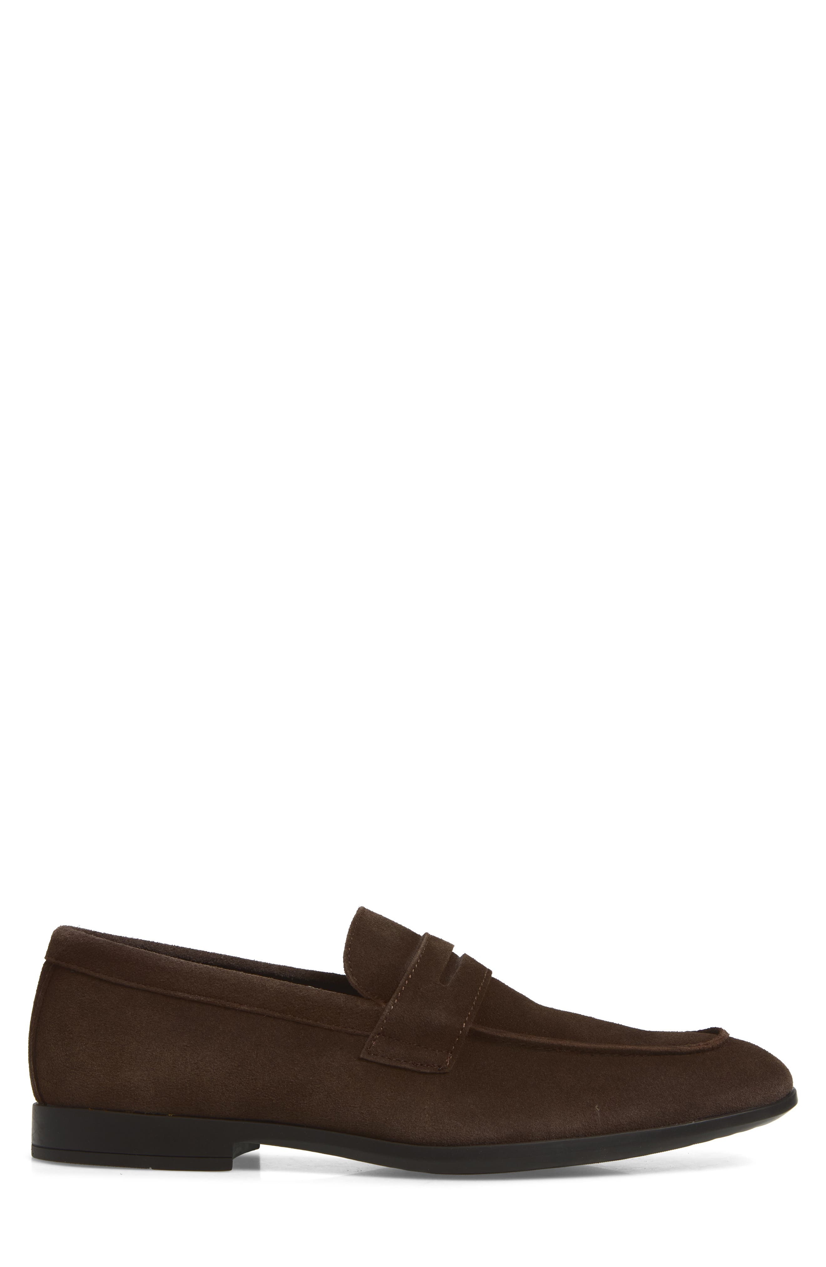 Varick Penny Loafer, Alternate, color, DARK BROWN