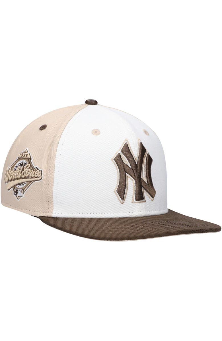 PRO STANDARD Men's Pro Standard White/Brown New York Yankees Chocolate Ice Cream Drip Snapback Hat, Main, color,