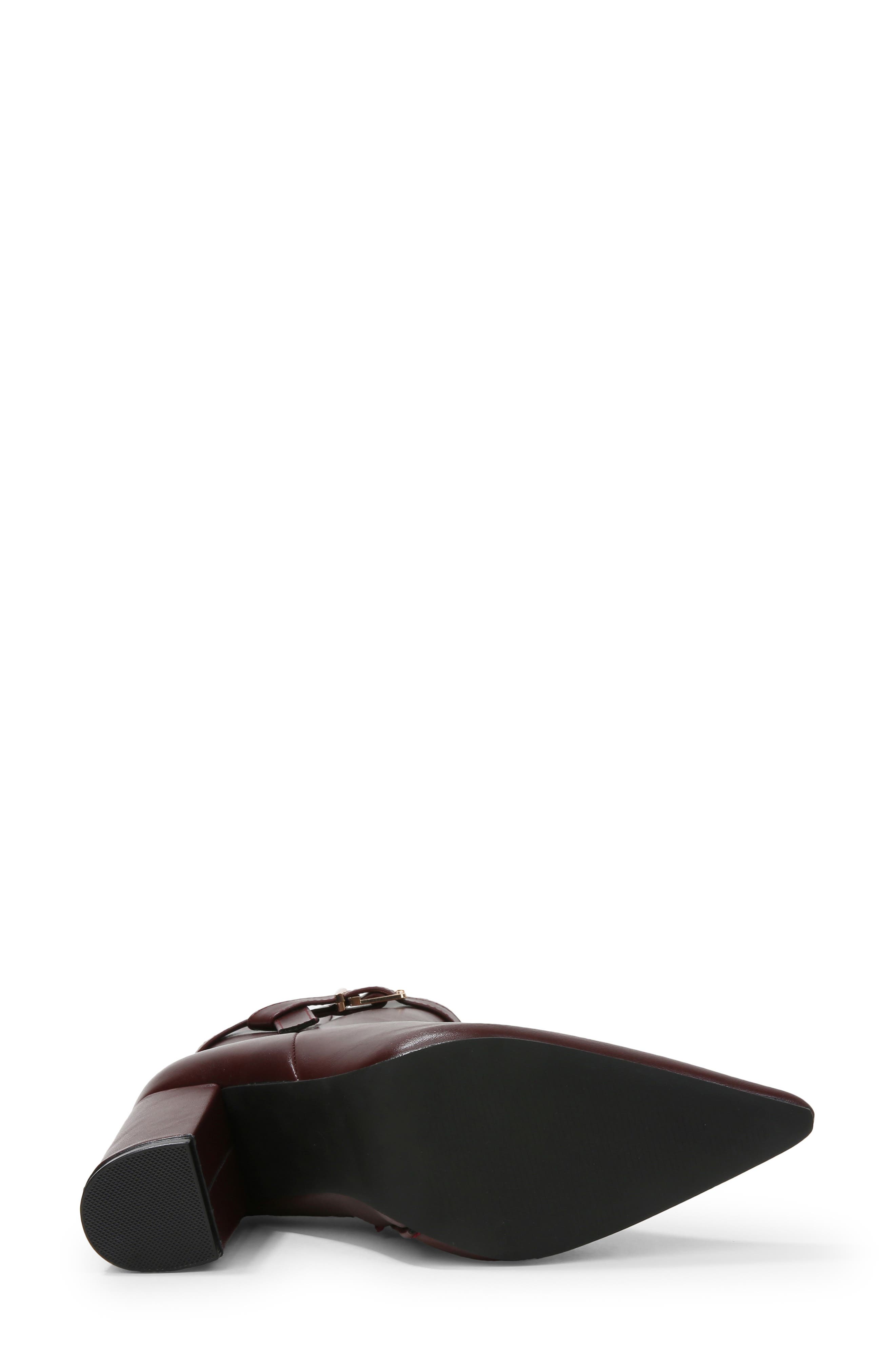 Blanche Faux Leather Pointed Toe Bootie, Alternate, color, WINE