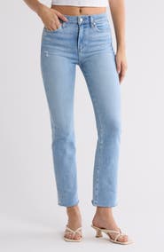 PAIGE Cindy High Waist Raw Hem Ankle Straight Leg Jeans