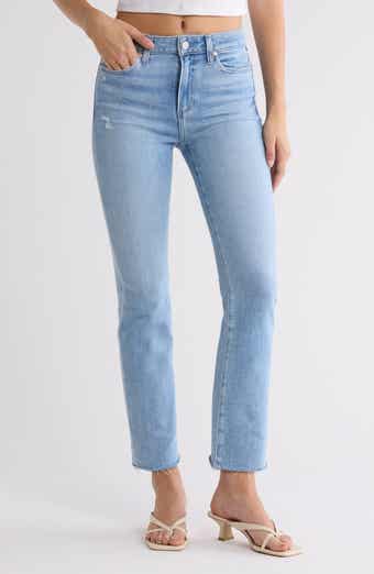 PAIGE Cindy High Waist Raw Hem Ankle Straight Leg Jeans
