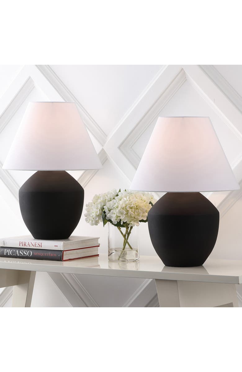 JONATHAN Y Ralf 20.5" Minimalist Scandinavian Resin/Iron LED Table Lamp, Alternate, color, Matte Black