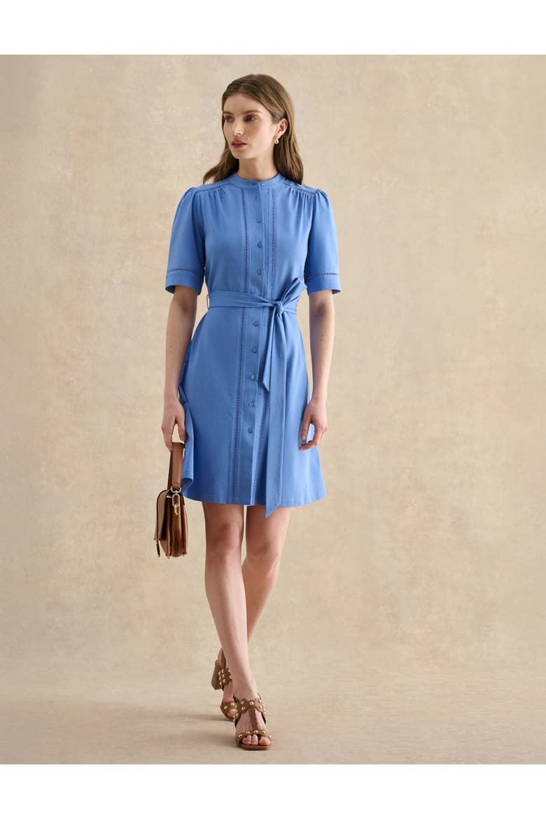 Livvie Belted Mini Shirt Dress, Alternate, color, Riversideblue